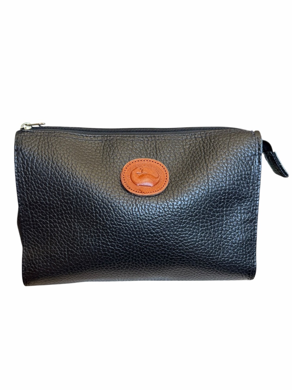 Vintage Dooney & Bourke Black Pebbled Leather Travel Makeup Toiletries Pouch